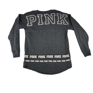 Pink Victoria Secret Bling Sequin Perfect Crew Neck Pullover Long Sleeve